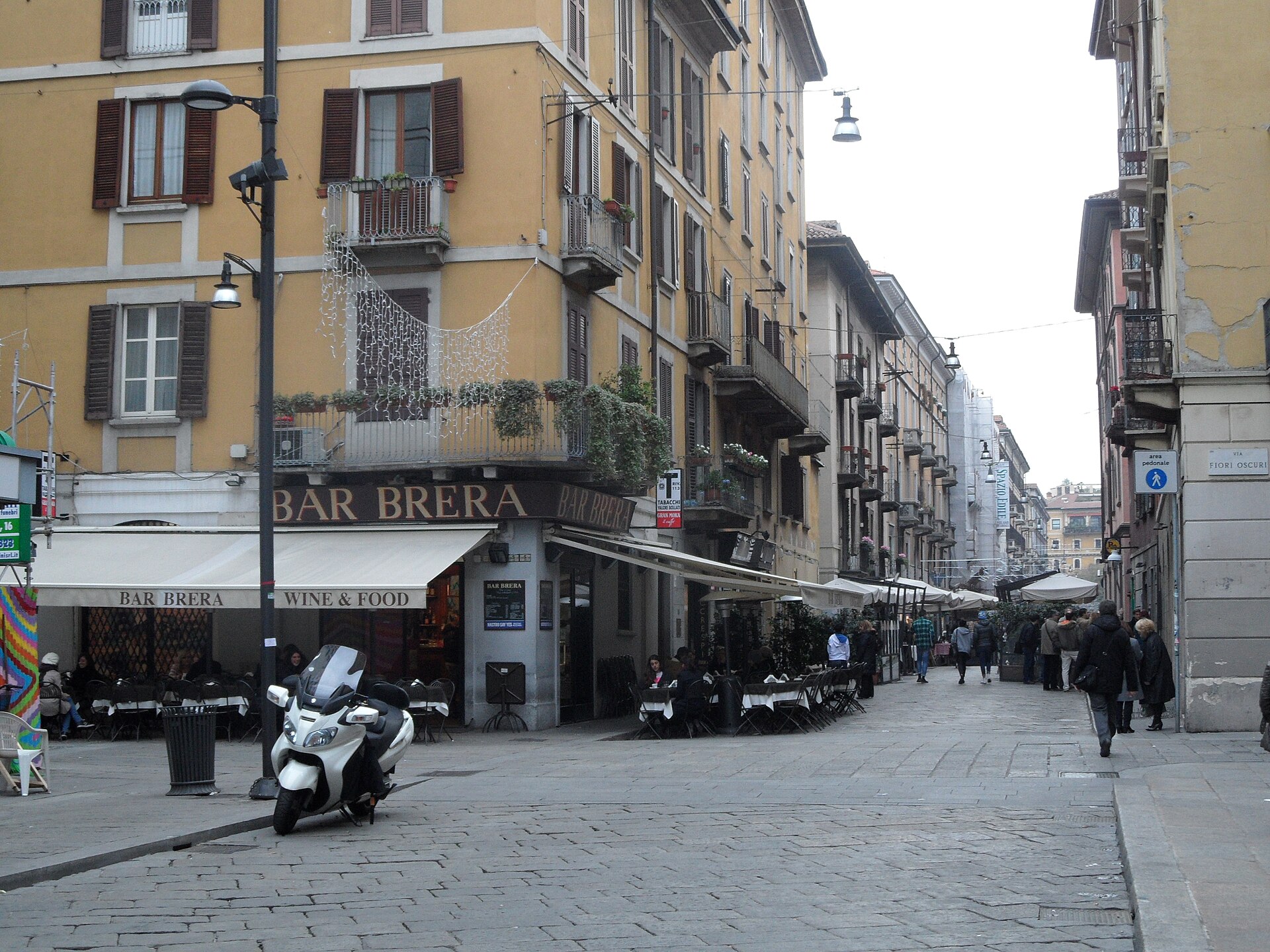 Bar Brera street scene in Milan
