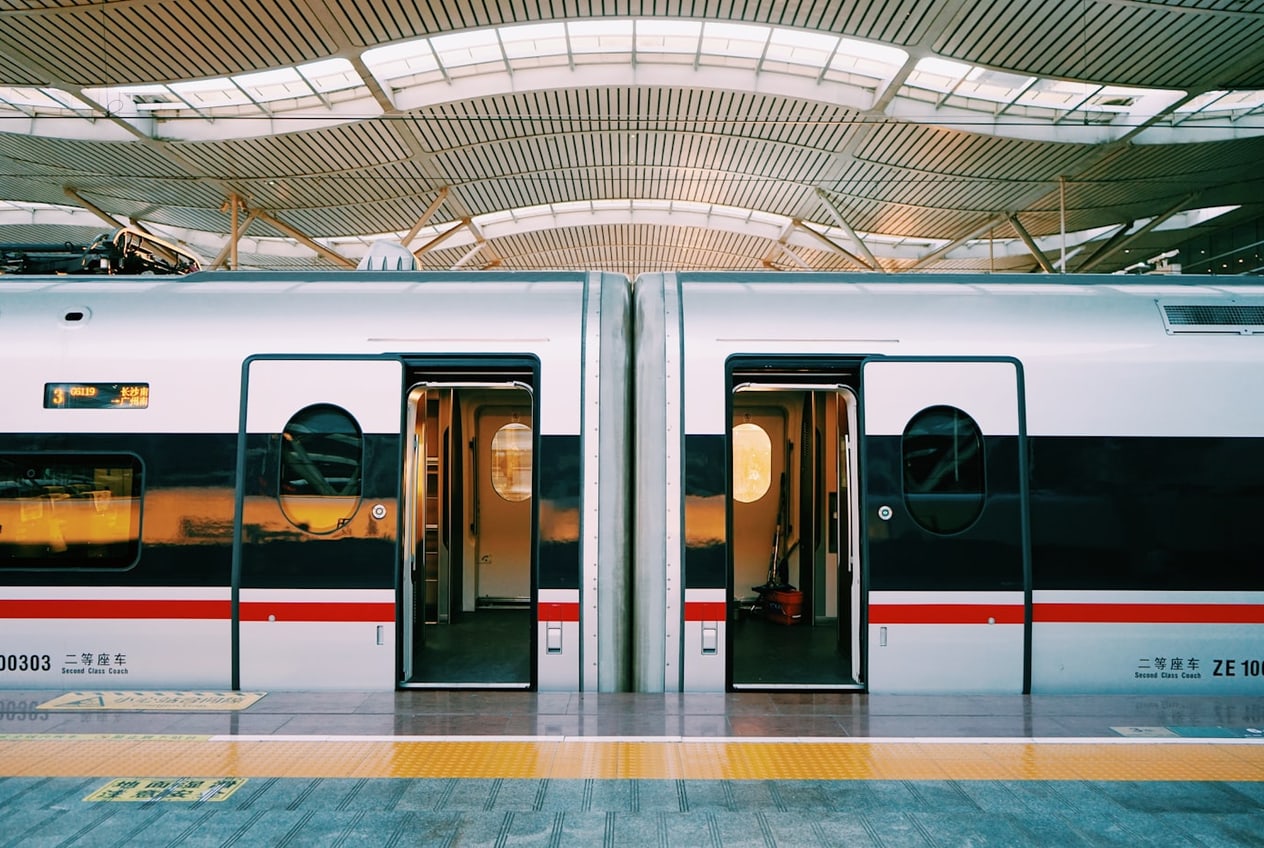 High-speed train at a China rail platform
