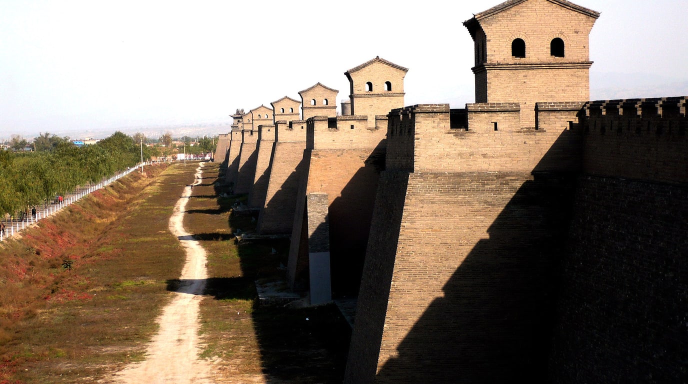 Brick rampart and watchtowers along Pingyao city wall