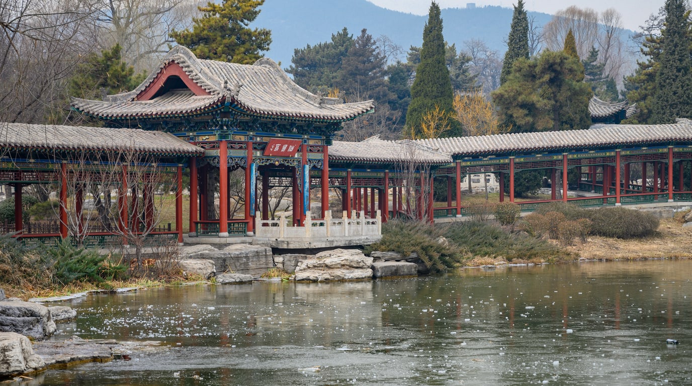 Historic gate and courtyard at Jinci in Taiyuan